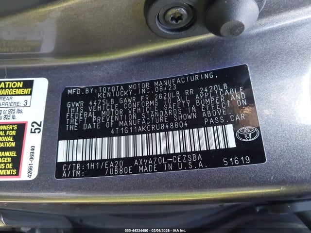 4T1G11AK0RU848804 Toyota CAMRY SE