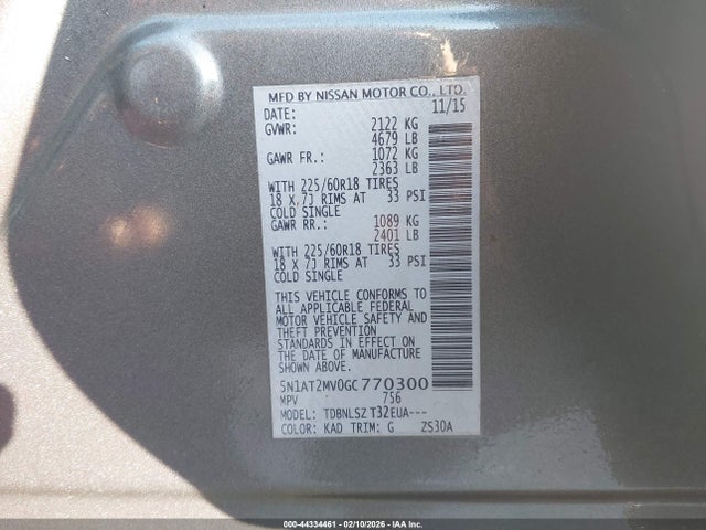 Продаж на аукціоні авто 2016 Nissan Rogue Sl, vin: 5N1AT2MV0GC770300, номер лоту: 44334461