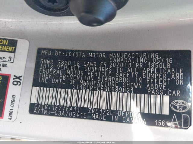 2016 TOYOTA COROLLA 2T1BURHE6GC689821 Photo 8