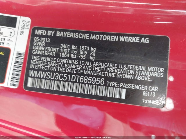 2013 MINI HARDTOP WMWSU3C51DT685956 Photo 8