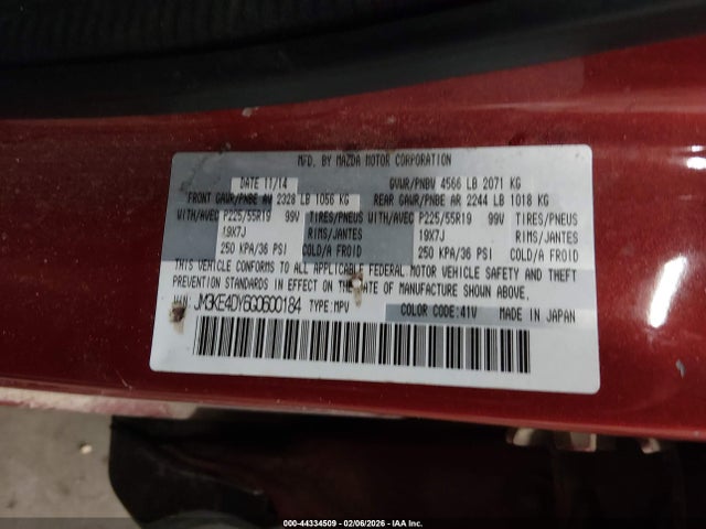 Продаж на аукціоні авто 2016 Mazda Cx-5 Grand Touring, vin: JM3KE4DY6G0600184, номер лоту: 44334509