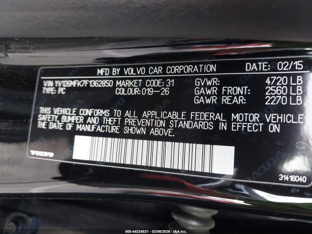 YV126MFK7F1362850 Volvo S60 T5 Premier