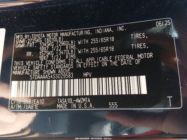 Toyota Grand Highlander Xle 2025 5TDAAAA54SS029583 Image 9