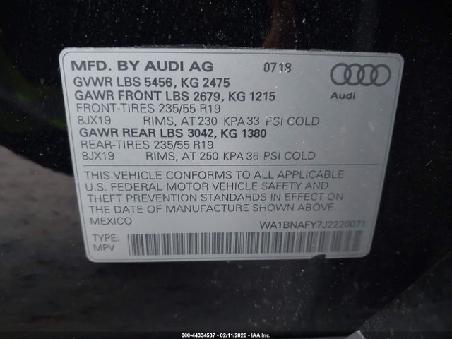 2018 AUDI Q5 WA1BNAFY7J2220071 Photo 8