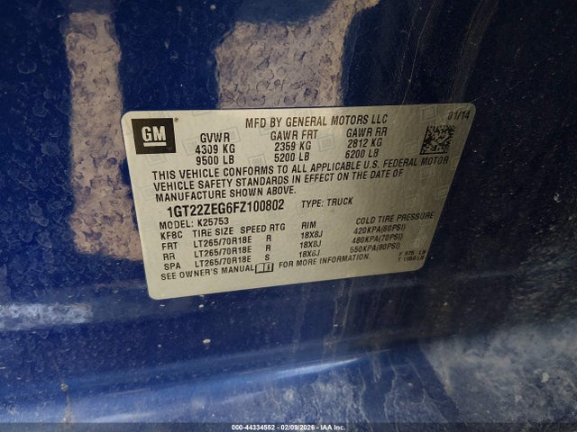 Aukcja sprzedaży 2015 Gmc Sierra 2500hd Slt, vin: 1GT22ZEG6FZ100802, numer aukcji: 44334552