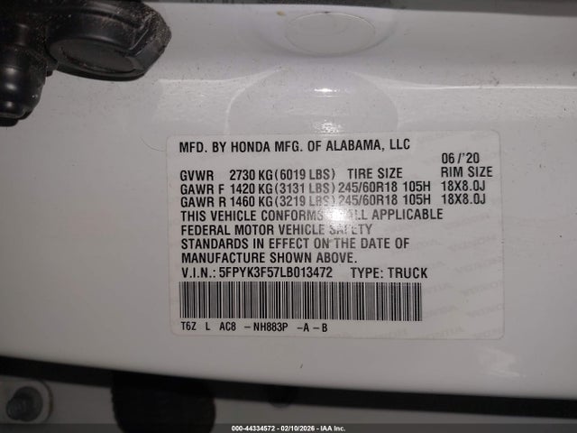 2020 HONDA RIDGELINE 5FPYK3F57LB013472 Photo 8