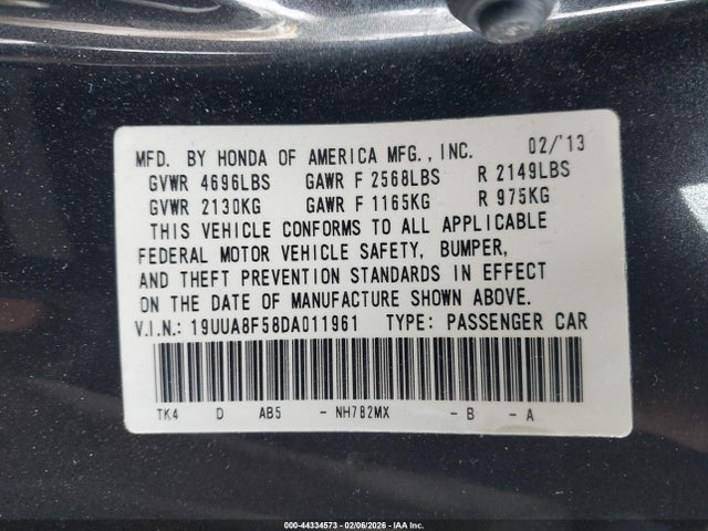 Auction sale of the 2013 Acura Tl 3.5, vin: 19UUA8F58DA011961, lot number: 44334573