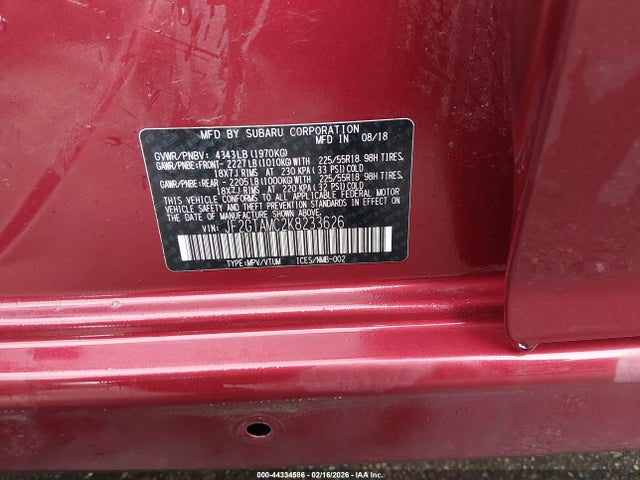 Продаж на аукціоні авто 2019 Subaru Crosstrek 2.0i Limited, vin: JF2GTAMC2K8233626, номер лоту: 44334586