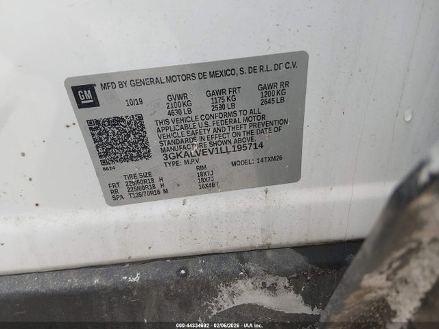 Aukcja sprzedaży 2020 Gmc Terrain Awd Slt, vin: 3GKALVEV1LL195714, numer aukcji: 44334692