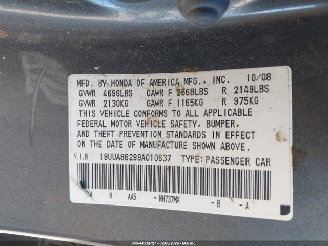 Продаж на аукціоні авто 2009 Acura Tl 3.5, vin: 19UUA86299A010637, номер лоту: 44334727