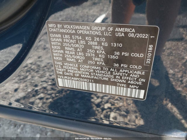 Продажа на аукционе авто 2023 Volkswagen Atlas 3.6l V6 Se W/technology, vin: 1V2JR2CA8PC506211, номер лота: 44334730