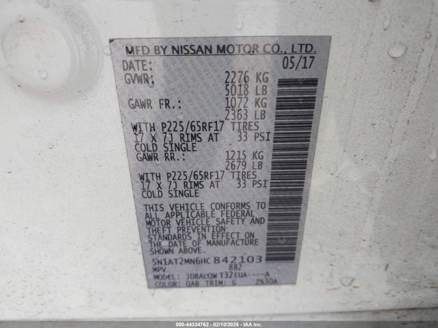 Nissan ROGUE SV 2017 5N1AT2MN6HC842103 Image 9