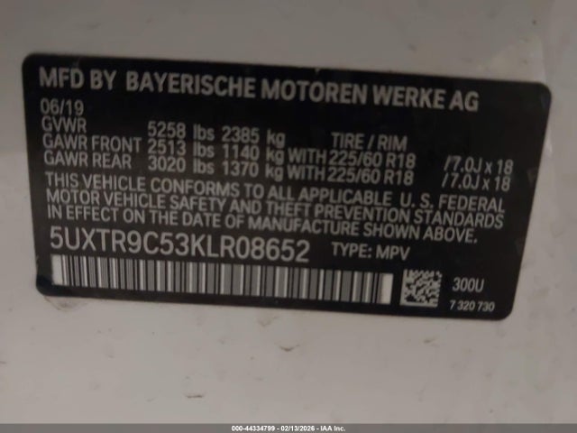 2019 BMW X3 5UXTR9C53KLR08652 Photo 8