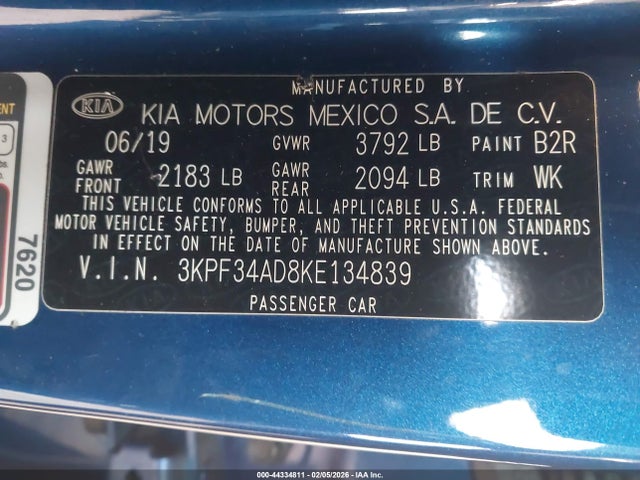 KIA FORTE S 2019 3KPF34AD8KE134839 Image 9