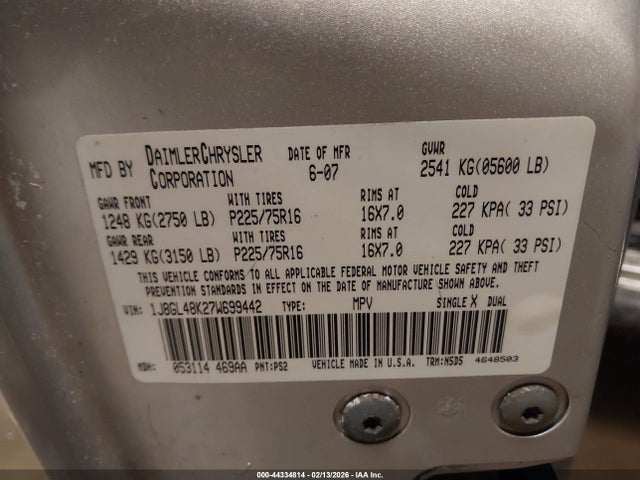 Aukcja sprzedaży 2007 Jeep Liberty Sport, vin: 1J8GL48K27W699442, numer aukcji: 44334814