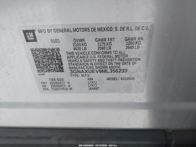 2021 CHEVROLET EQUINOX 3GNAXUEV9ML356233 Photo 8