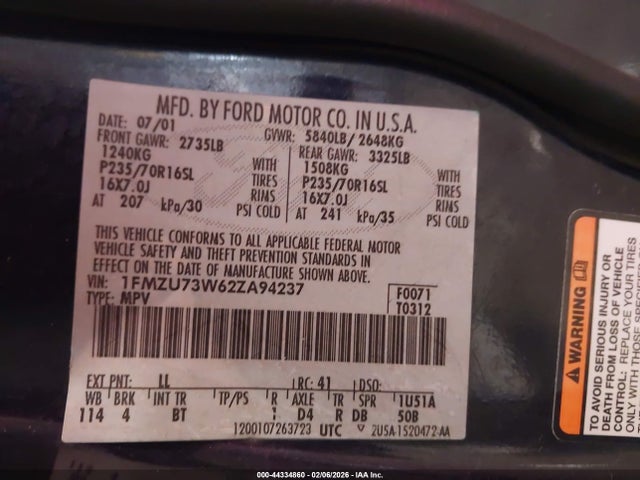 2002 FORD EXPLORER 1FMZU73W62ZA94237 Photo 8