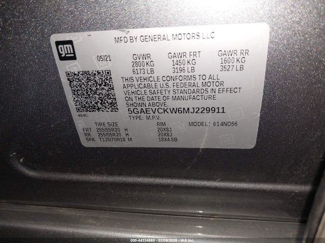 Продаж на аукціоні авто 2021 Buick Enclave Awd Avenir, vin: 5GAEVCKW6MJ229911, номер лоту: 44334868