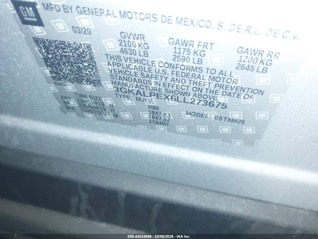 Продажа на аукционе авто 2020 Gmc Terrain Fwd Slt, vin: 3GKALPEX6LL273675, номер лота: 44334896