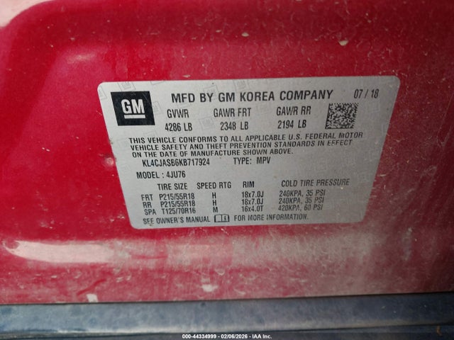 KL4CJASB6KB717924 Buick Encore Fwd Preferred