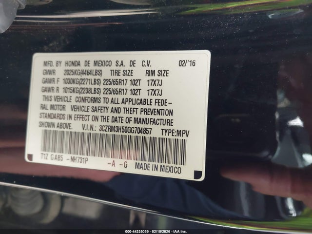 3CZRM3H50GG704857 Honda CR-V EX