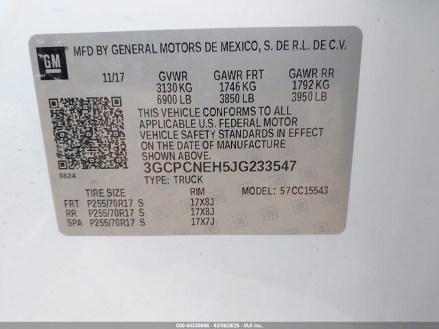3GCPCNEH5JG233547 Chevrolet Silverado 1500 Wt