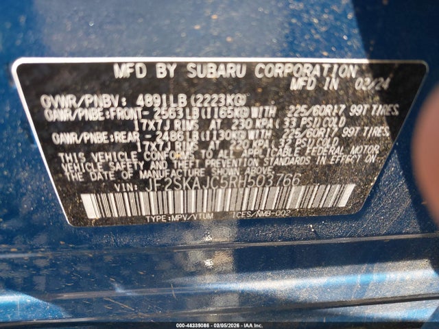 Aukcja sprzedaży 2024 Subaru Forester Wilderness, vin: JF2SKAJC5RH503766, numer aukcji: 44335086