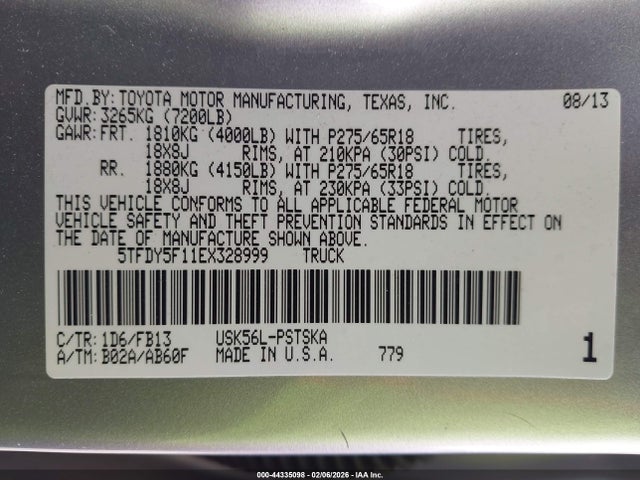 2014 TOYOTA TUNDRA 5TFDY5F11EX328999 Photo 8