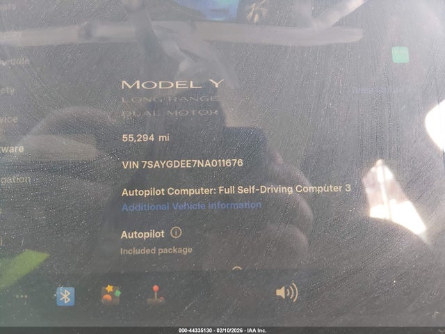 Aukcja sprzedaży 2022 Tesla Model Y Long Range Dual Motor All-wheel Drive, vin: 7SAYGDEE7NA011676, numer aukcji: 44335130
