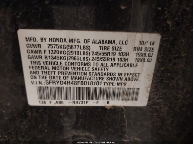 Aukcja sprzedaży 2015 Acura Mdx Technology Package, vin: 5FRYD4H48FB018101, numer aukcji: 44335163