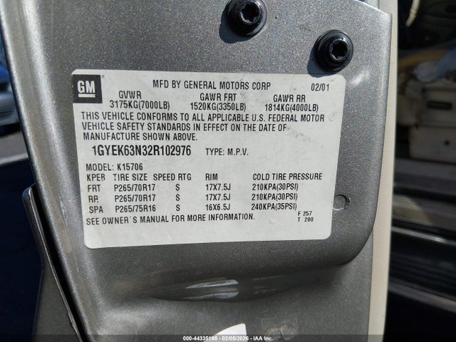 2002 CADILLAC ESCALADE 1GYEK63N32R102976 Photo 8