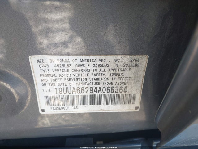 2004 ACURA TL 19UUA66294A066364 Photo 8