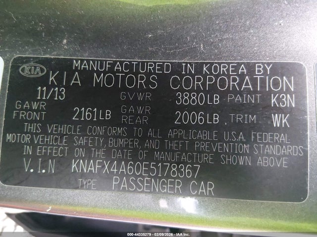 KIA FORTE LX 2014 KNAFX4A60E5178367 Image 9