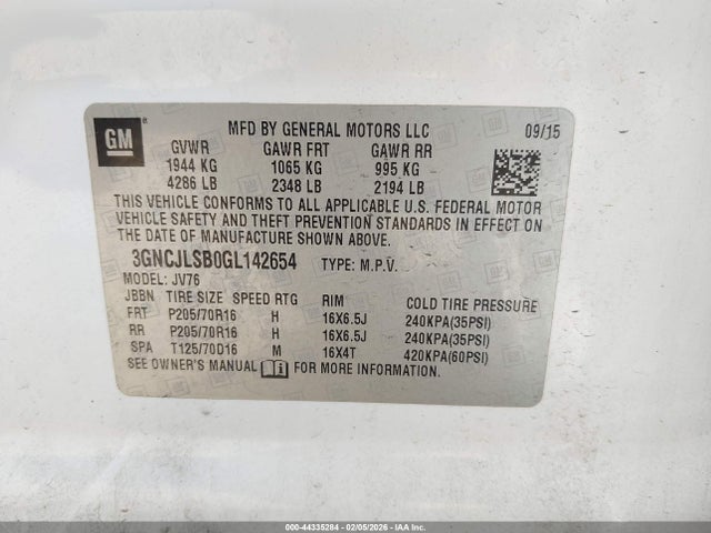 Chevrolet Trax Lt 2016 3GNCJLSB0GL142654 Image 9