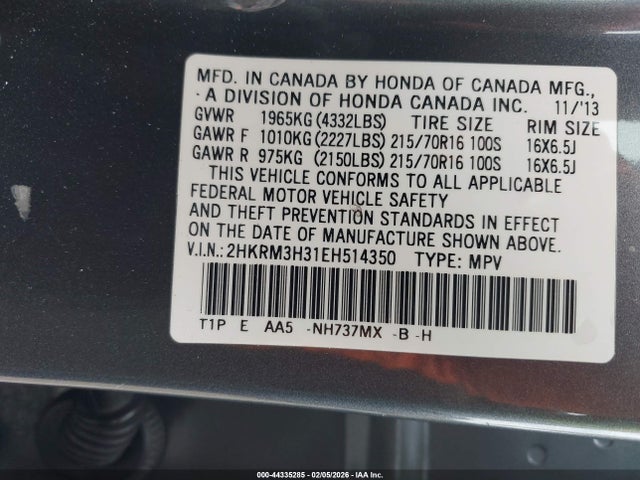 2HKRM3H31EH514350 Honda CR-V LX