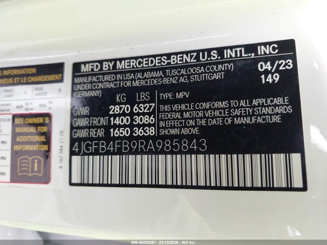 44335287 :رقم المزاد ، 4JGFB4FB9RA985843 vin ، 2024 Mercedes-benz Gle 350 4matic مزاد بيع