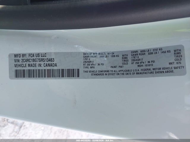 2C4RC1BG7SR513463 Chrysler Pacifica Select