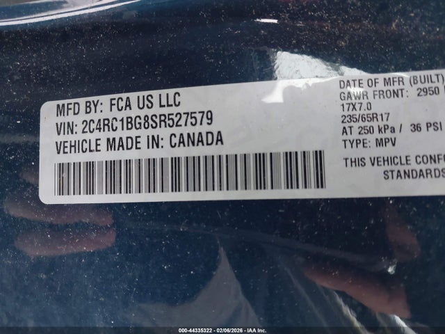 Продажа на аукционе авто 2025 Chrysler Pacifica Select, vin: 2C4RC1BG8SR527579, номер лота: 44335322