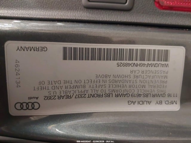 Aukcja sprzedaży 2017 Audi A4 2.0t Ultra Premium, vin: WAUGMAF46HN048925, numer aukcji: 44335347