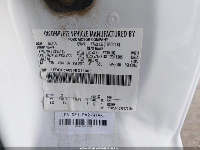 Ford F-350 Xl 2015 1FDRF3A68FED11063 Image 8