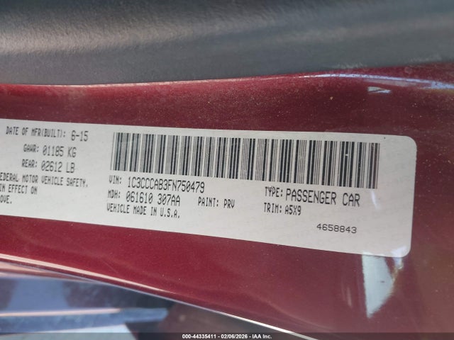 Aukcja sprzedaży 2015 Chrysler 200 Limited, vin: 1C3CCCAB3FN750479, numer aukcji: 44335411