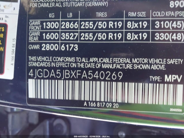 Mercedes-Benz ML 350 2015 4JGDA5JBXFA540269 Image 9