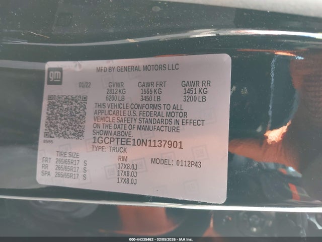 1GCPTEE10N1137901 Chevrolet Colorado 4wd Short Box Zr2