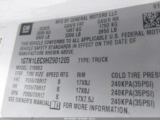 1GTN1LEC9HZ901205 GMC SIERRA 1500