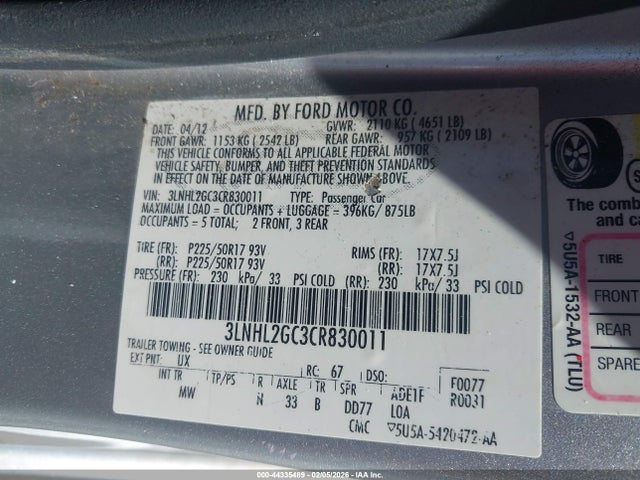 2012 LINCOLN MKZ 3LNHL2GC3CR830011 Photo 8