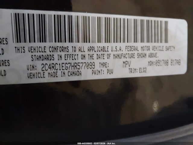 Aukcja sprzedaży 2017 Chrysler Pacifica Touring-l Plus, vin: 2C4RC1EG7HR577099, numer aukcji: 44335502