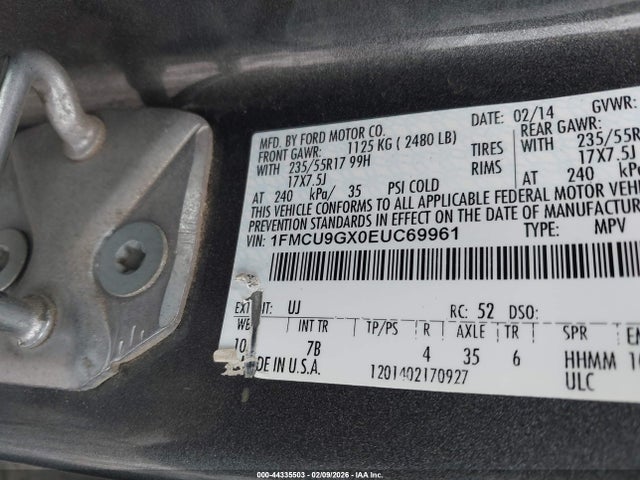 Продаж на аукціоні авто 2014 Ford Escape Se, vin: 1FMCU9GX0EUC69961, номер лоту: 44335503