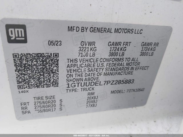 Продажа на аукционе авто 2023 Gmc Sierra 1500 4wd  Short Box Slt, vin: 1GTUUDEL7PZ285883, номер лота: 44335517