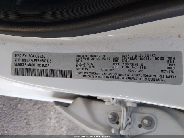 Продаж на аукціоні авто 2025 Ram 1500 Rebel  4x4 5'7 Box, vin: 1C6SRFLP5SN580935, номер лоту: 44335522
