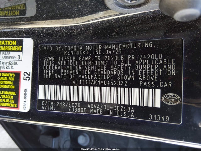 4T1T11AK1MU452372 Toyota Camry Se Nightshade Edition
